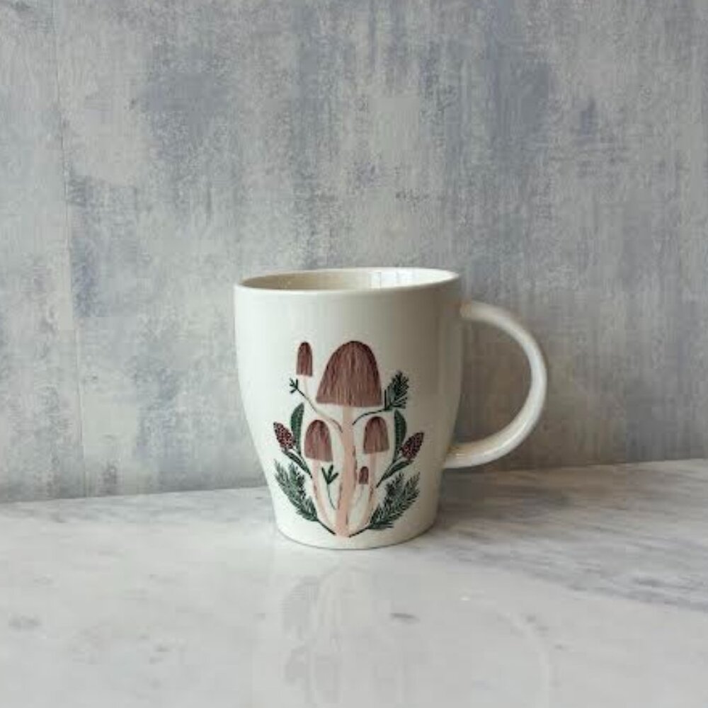 Creative Co-op - Stoneware Mug with Mushrooms- NWT